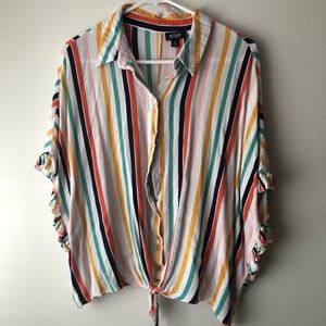 Rainbow button down tee size XL